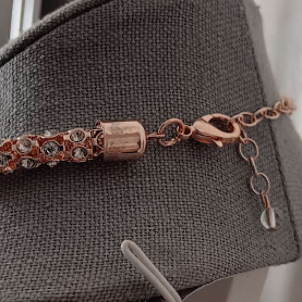 NAPIER Mod/Contemporary Chic Rose Gold Clear CZ Stone Popcorn Chain Necklace - Picture 6 of 8